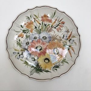 VTG Capodimonte Ceramic Floral Wall Plate Signed